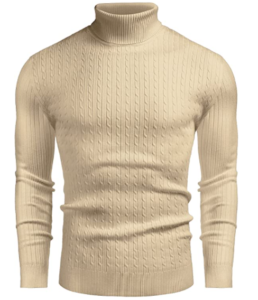 COOFANDY Suéter de Cuello Alto Ajustado para Hombre Suéter de Punto con Estampado de Giro Informal