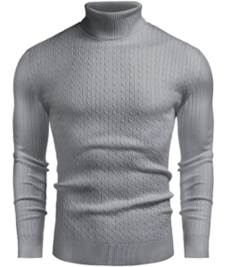 COOFANDY Suéter de Cuello Alto Ajustado para Hombre Suéter de Punto con Estampado de Giro Informal