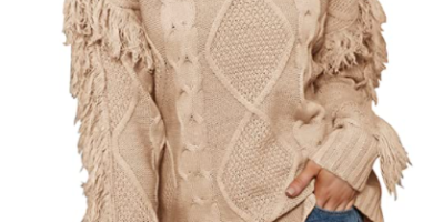 Aivtalk Suéteres de punto para mujer, de otoño e invierno, de colores sólidos, elegantes, con borlas